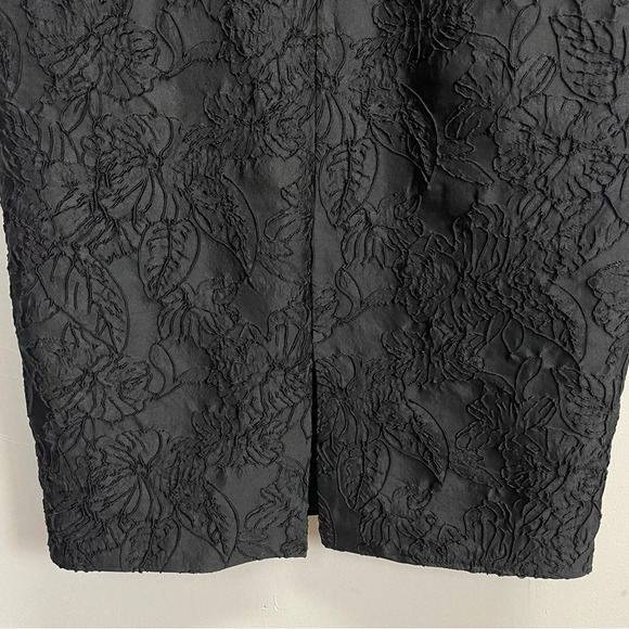 Tadashi Shoji Dress Womens 16 Black Rosette Sleeve Lace Cocktail - Picture 4 of 10